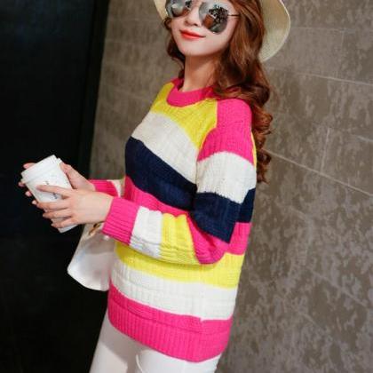 Cute Slim Pullover Sweater - Rose