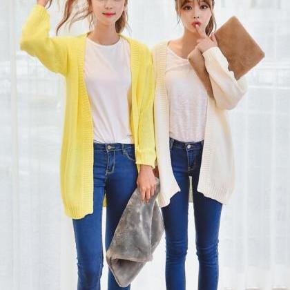Autumn Elegant Candy Color Knit Sweater Cardigan..