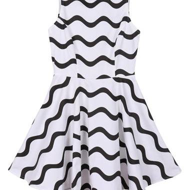 Fashion Geometric Print Sleeveless A Line Dress