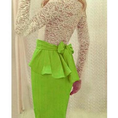 Beautiful Long Sleeve Lace Patchwork Maxi Dress
