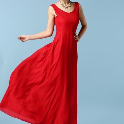 Elegant V-neck Chiffon Maxi Dress on Luulla