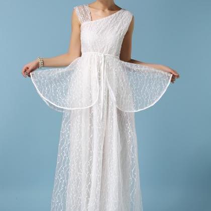 High Quality White Organza Embroidered Maxi Dress