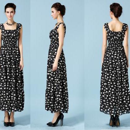 Fashion Sleeveless Printing Long Maxi Dress