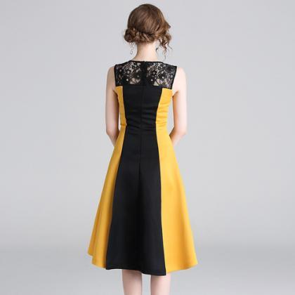 Luxury Patchwork Sleeveless Long Dress