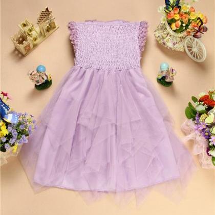 Sweet Gauze Sleeveless Purple Mini Dress Party..