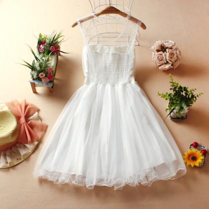 Cute Party Prom Sleeveless Dress - White