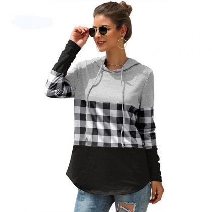 New Women Patchwork Hooded Collar L..