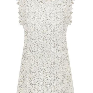 High Quality Lace Splicing Sleeveless Dress With..