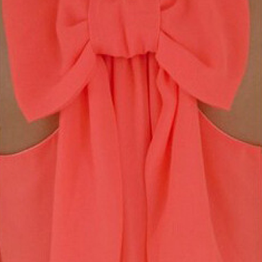 Cute Bowknot Embellished Round Neck Straight..