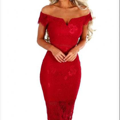 Sexy Lace Off Shoulder Hollow Dress