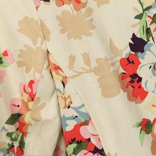 Vintage Turndown Collar Floral Print Long Sleeve..