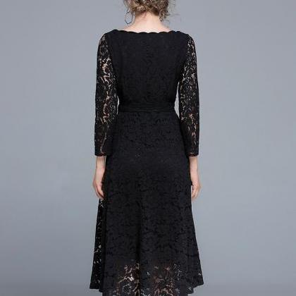 Sexy Black Lace Maxi Dress