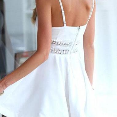 Fashion Solid Pierced Hollow Back Flare Dress -..