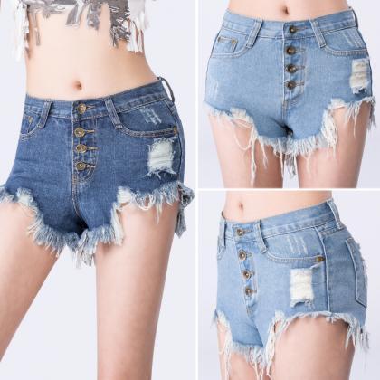 Free shipping High Waist Ripped But..
