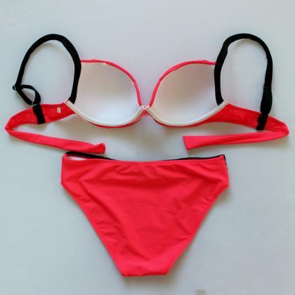 Sexy Red Color Solid Swimwear Bikin..
