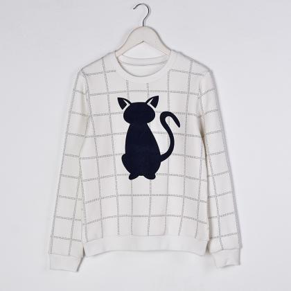 Cute Cat Pattern Long Sleeve Shirt ..