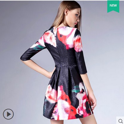 High Quality 3d Floral Half Sleeve Dress For..