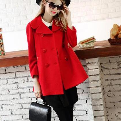 High Quality Red Wool Coat