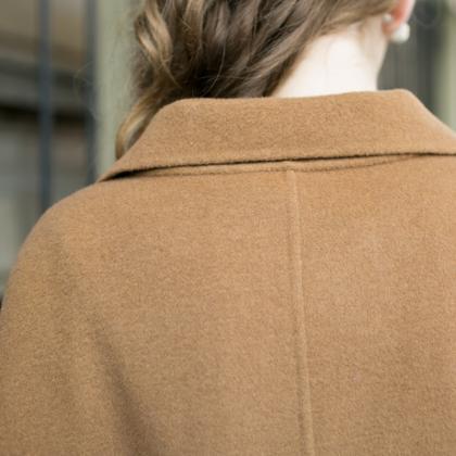 Fashion Turndown Collar Button Woolen Coat For..