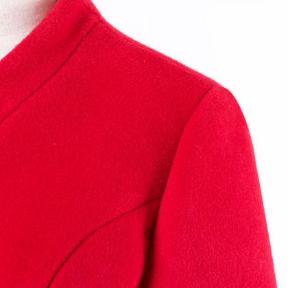 Fashion Slim Button Faux Woolen Coat For Lady (3..