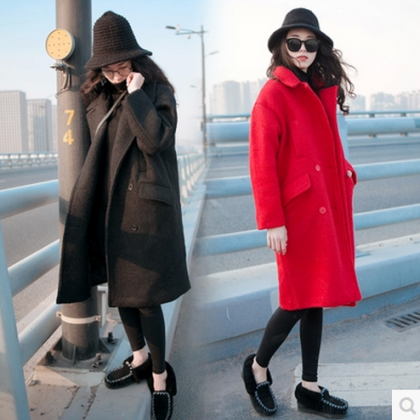 High Quality Slim Button Woolen Coats For Lady (2..