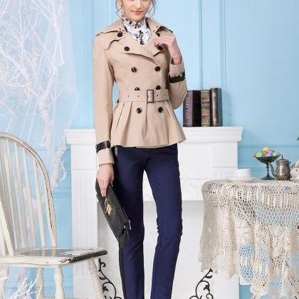 High Quality Desinger Double Breasted Khaki Trench..
