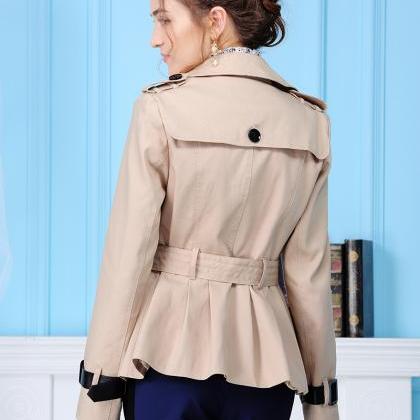 High Quality Desinger Double Breasted Khaki Trench..