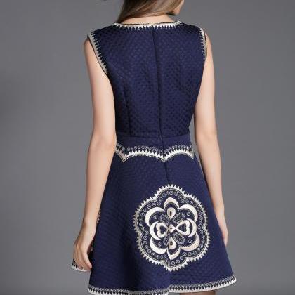 Designer Embroidery Flower Sleeveless Dress For..