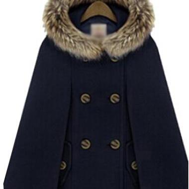 Casual Hooded Collar Cloak Design Coats (3 Colors)