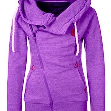Fashion Zipper Closure Hooded Sweats (6 Colors)