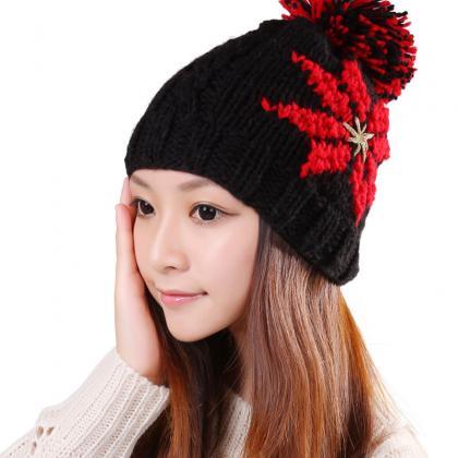 Knitted Winter Hat For Women - Black
