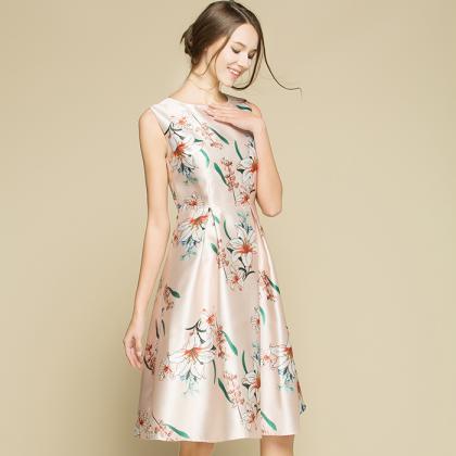 High Quality Fashion Floral Sleeveless Dress -..