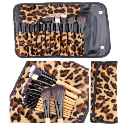 Designer 12 Pcs Leopard Makeup Brushes Set With..
