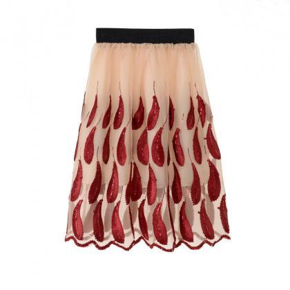 Sequins Feather Pattern Nice Skirt
