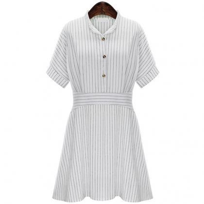 Fashion Collar Cotton Short-sleeved Dress