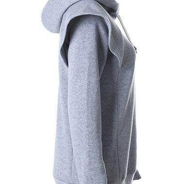 Fashion Hooded Collar Long Sleeve Sweatshirt -..