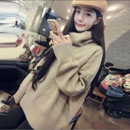 Loose Knitted Turtleneck Sweaters (2 Colors)
