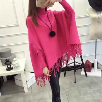 High Quality Casual Turtleneck Batwing Sleeve..