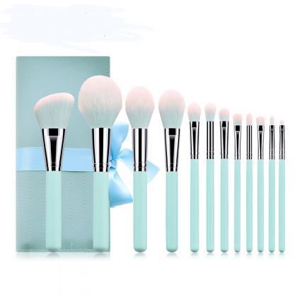 Light Blue 12pcs Makeup Brushes Set