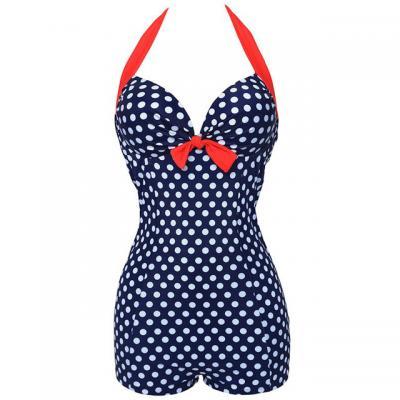 Hot Women Dot Pattern One Piece Bathing Suit Beachwear Push Up Swimsuit