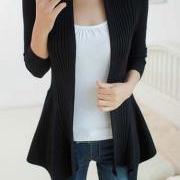 Fashion Essential Long Sleeve Cardigans for Woman - Black