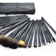 High Quality 24 pcs/set Makeup Brush Cosmetic set Kit Packed in high quality Leather Case - Black