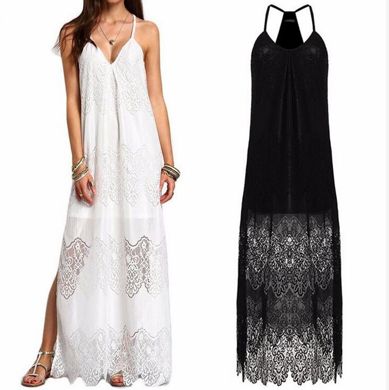 halter lace maxi dress