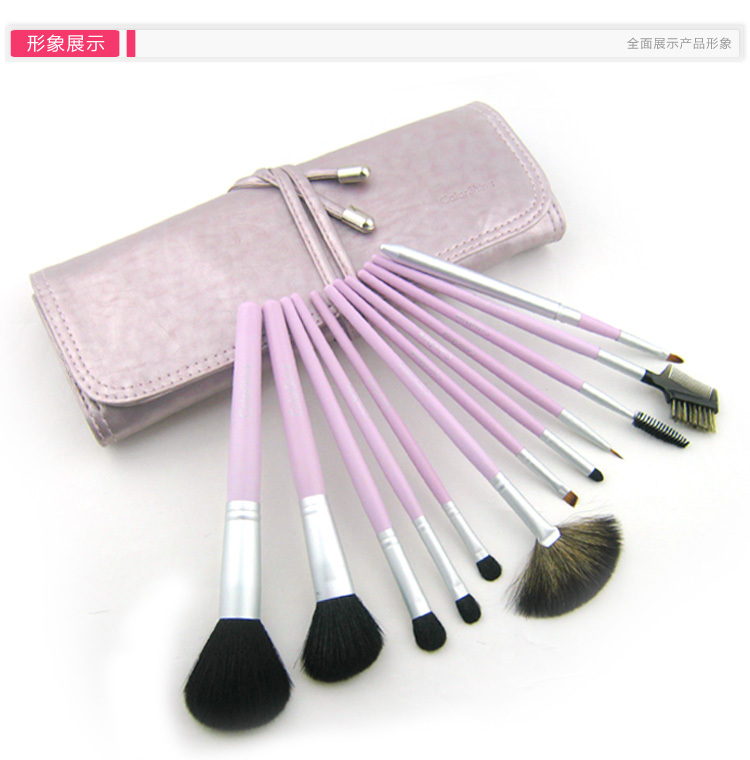 High Quality Purple 12pcs Professional Beauty Makeup Brush Set With Bag