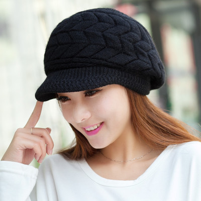 Free Shipping Cute Winter Hat Knit Cap For Women - Black