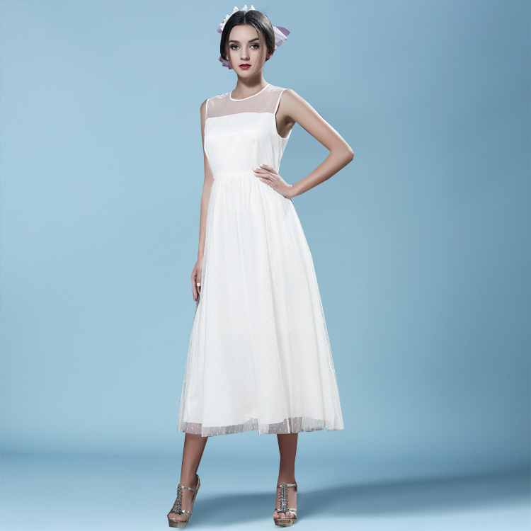 Fashion Patchwork White Long Dress