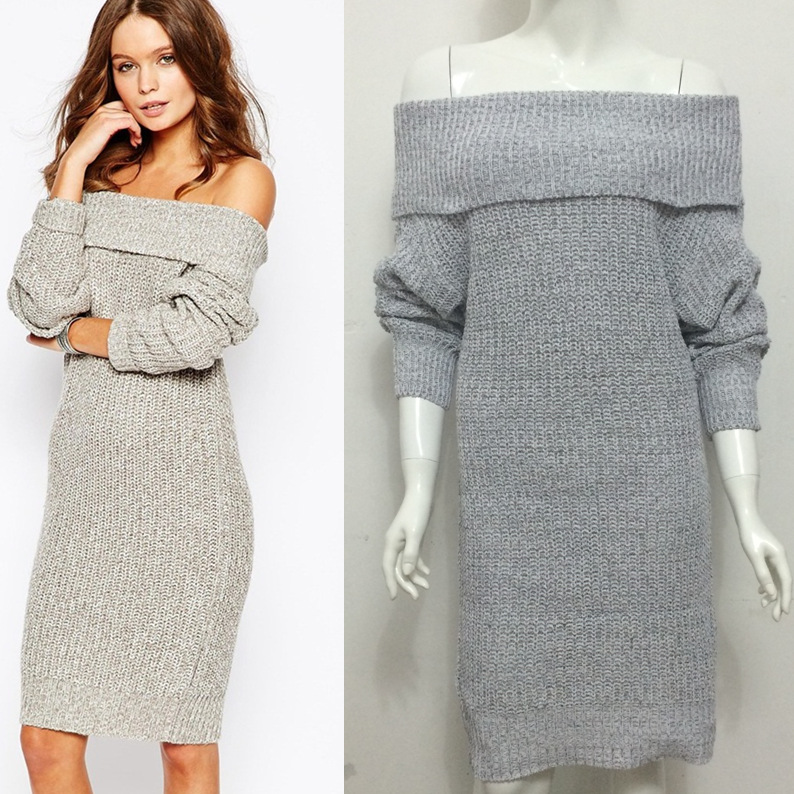 women's off the shoulder sweater dress
