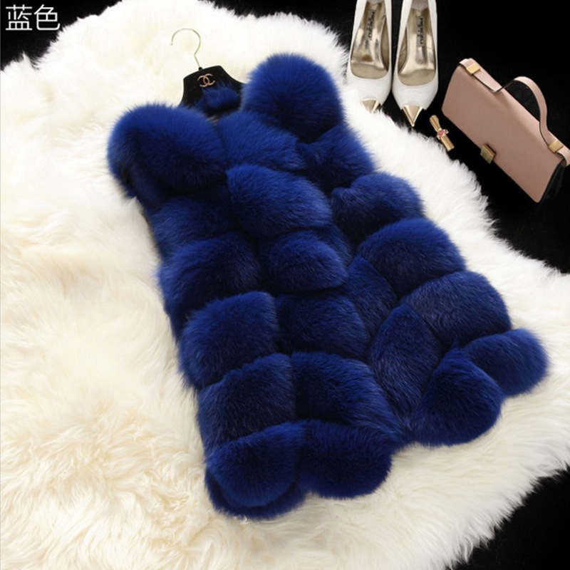 High Quality Women Luxurious Fur Winter Vest - Blue