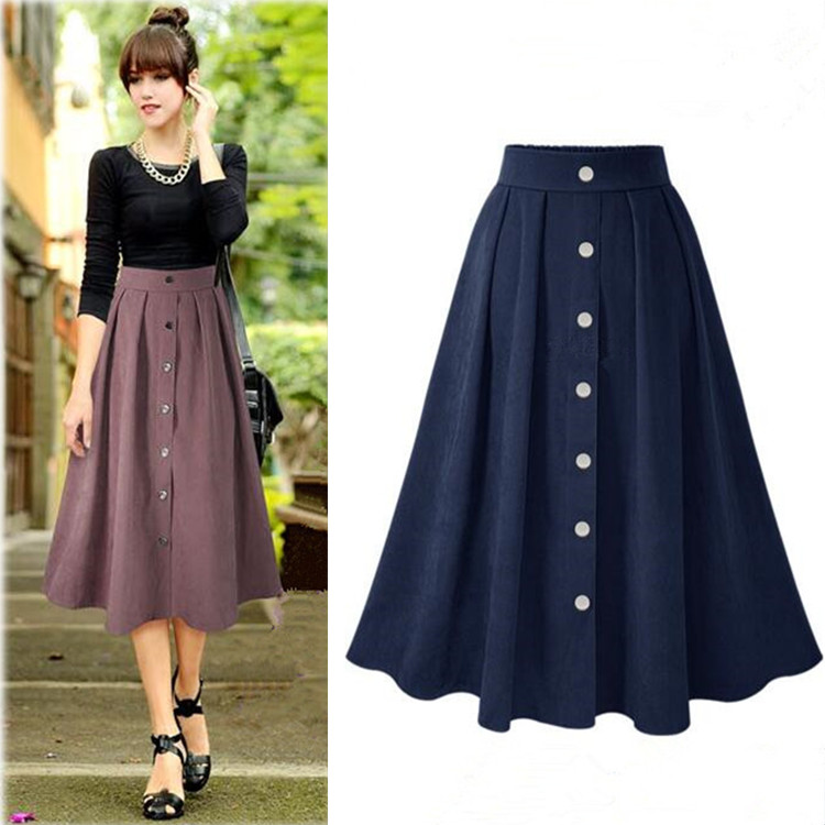 Fashion High Waist Button Skirts For Winter&autumn 8658 (3 Colors)
