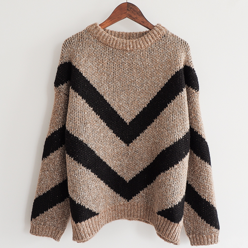 High Quality Fashion Geometric Print Sweater For Women - Khaki